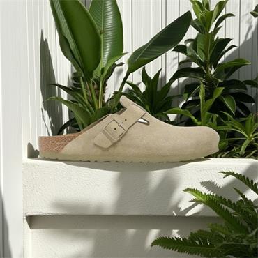 Birkenstock Boston Suede Leather Slipper - Faded Khaki